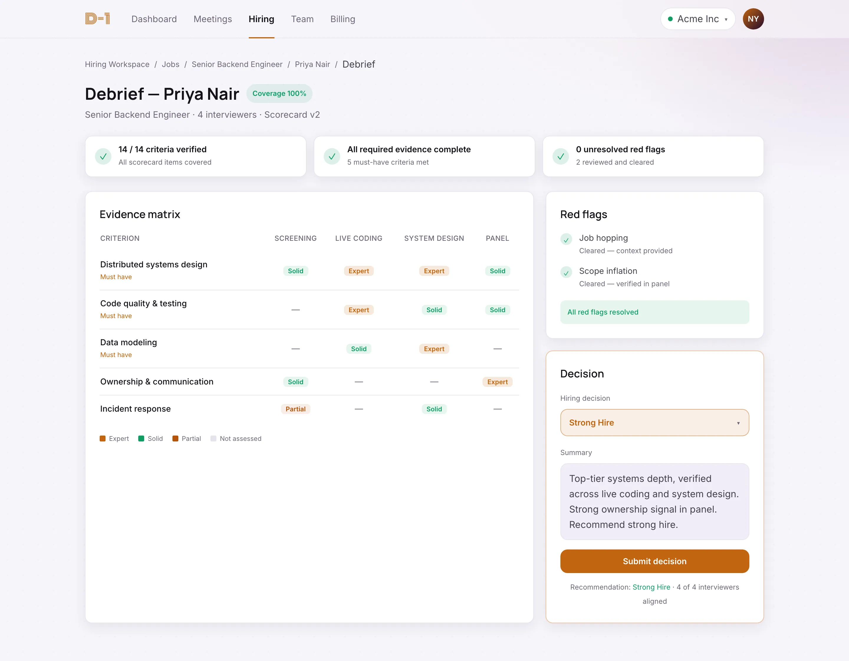 HireStudio debrief and final decision